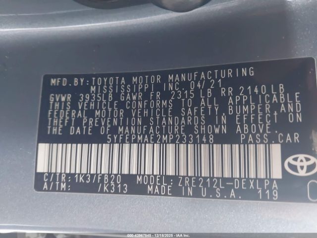 Toyota Corolla Le Image 7